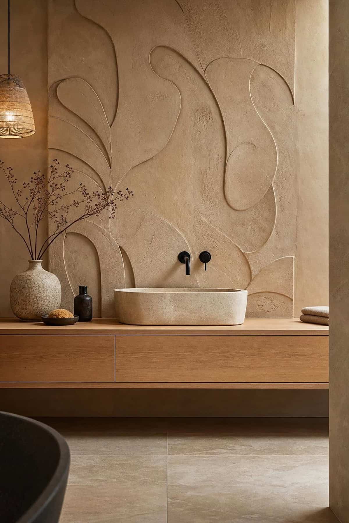 Sculptural Clay Relief Wall