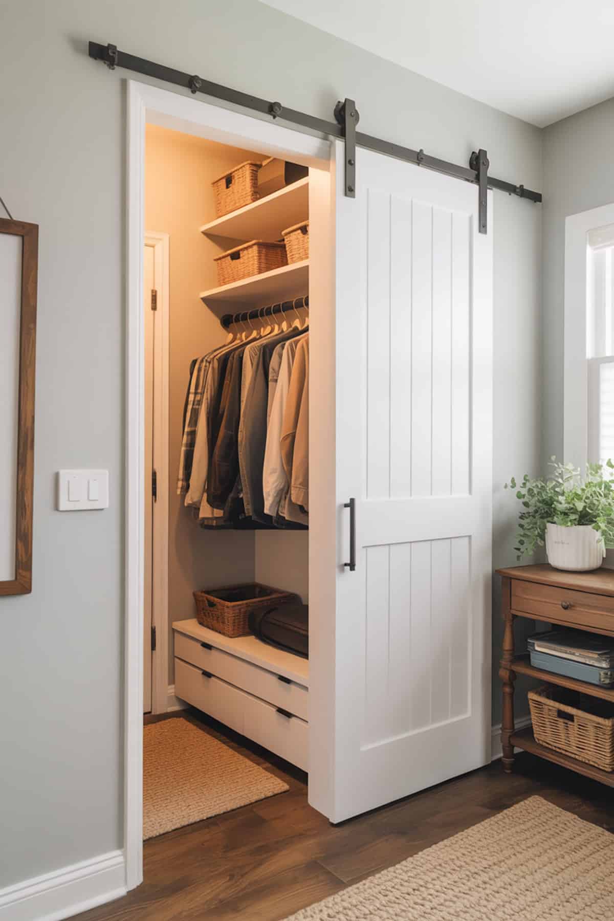 Sliding Barn Door Entry Closet
