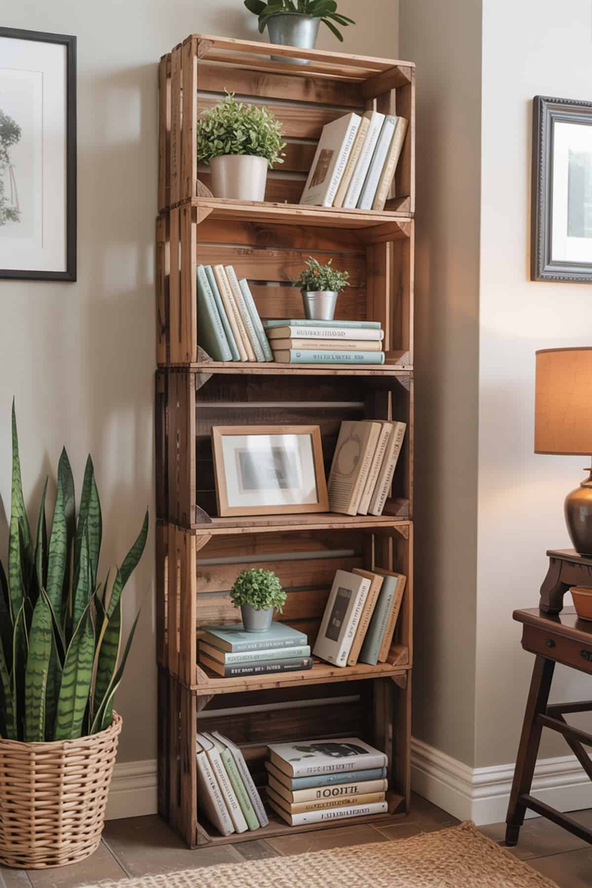 Stacked Rustic Bookshelf