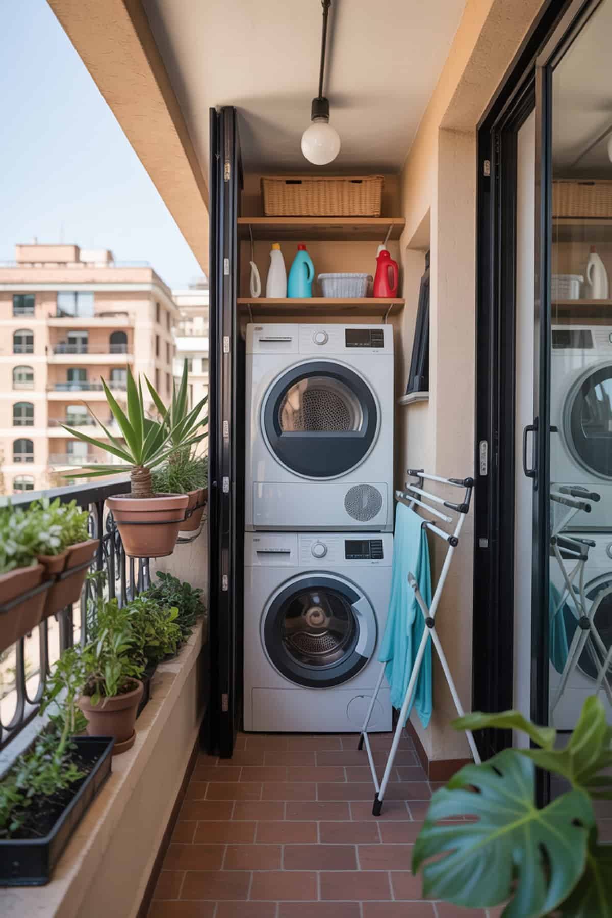 Tiny Balcony Laundry Space