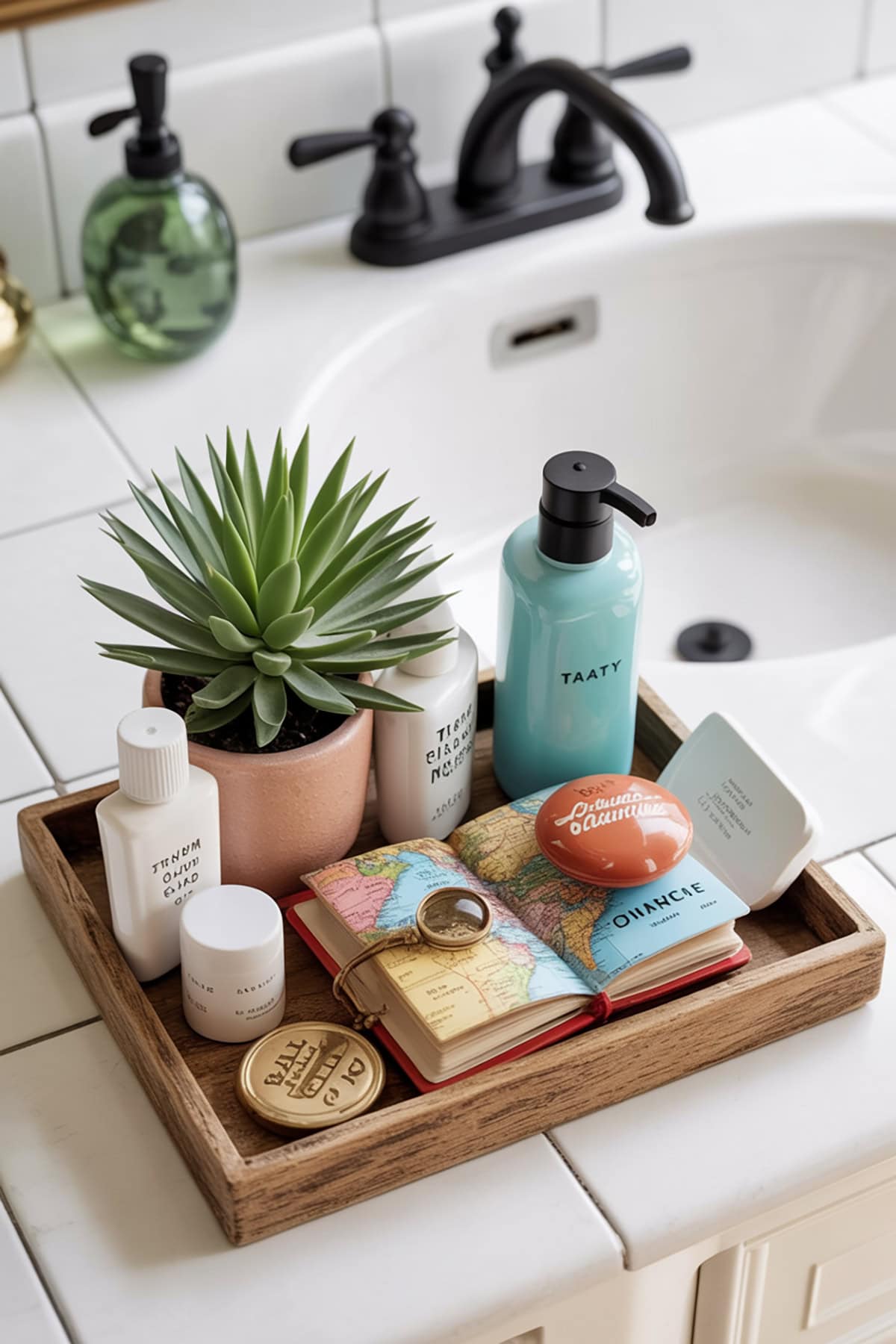 Travel Themed Bathroom Tray