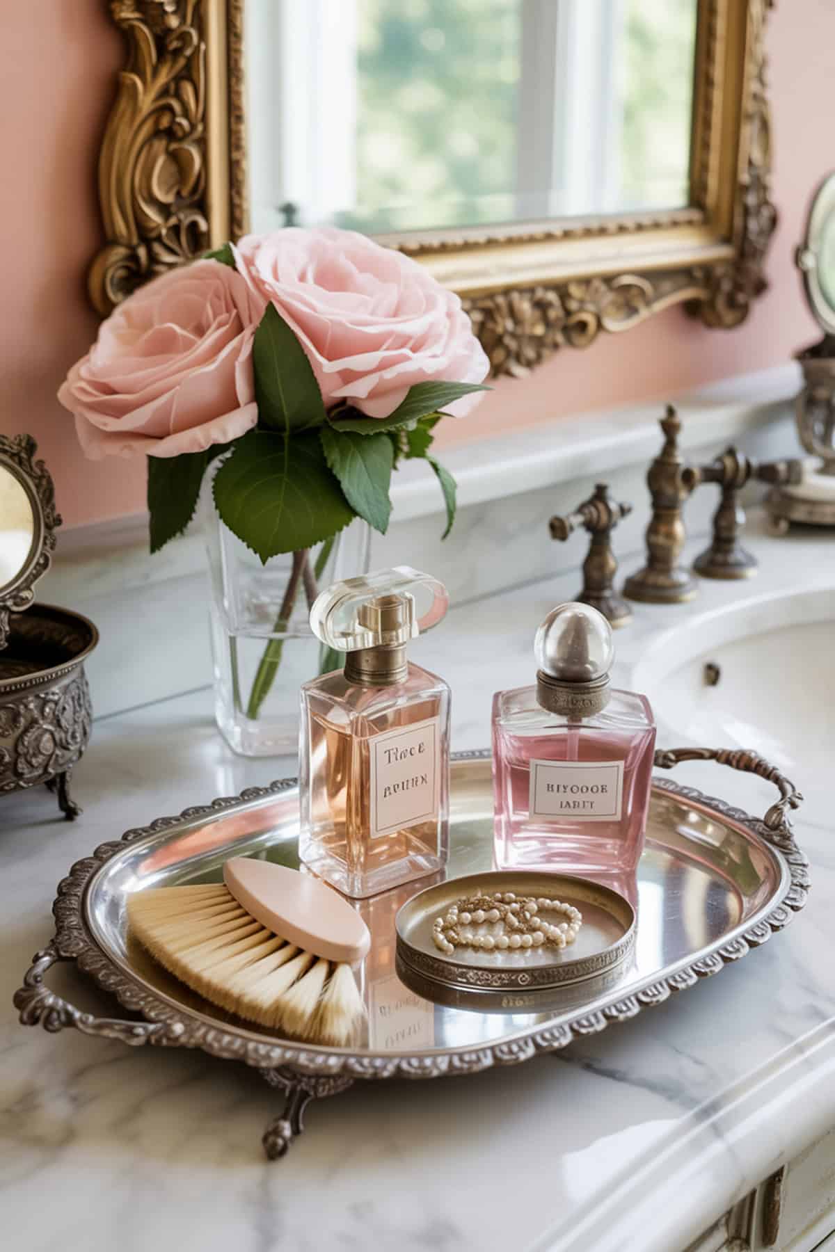 Vintage Vanity Tray in the bathroom