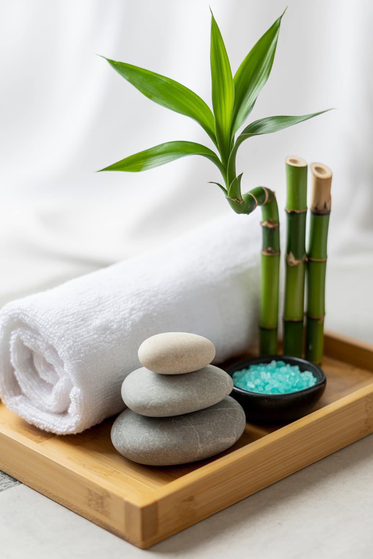Zen Stone and Bamboo Tray