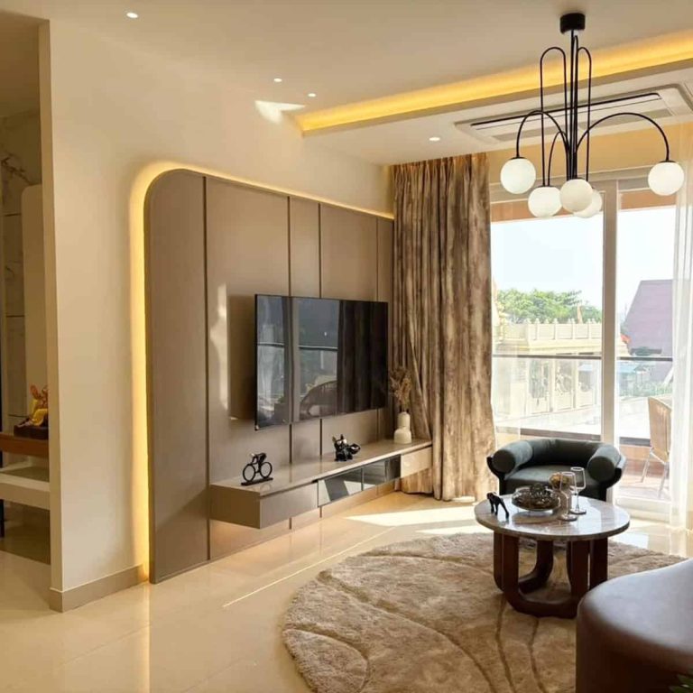 42 Must-try Studio Apartment Ideas - Studio Apartment Design With High Ceiling And Unique Lighting Fixture