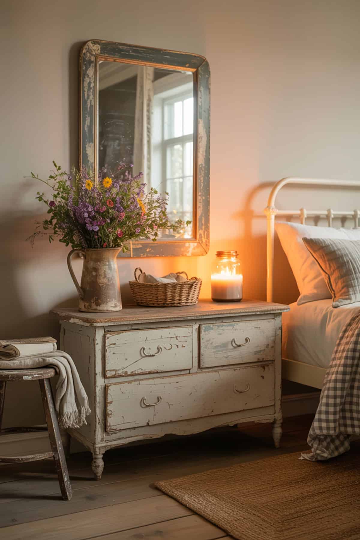 Antique Dresser with Whitewashed Finish
