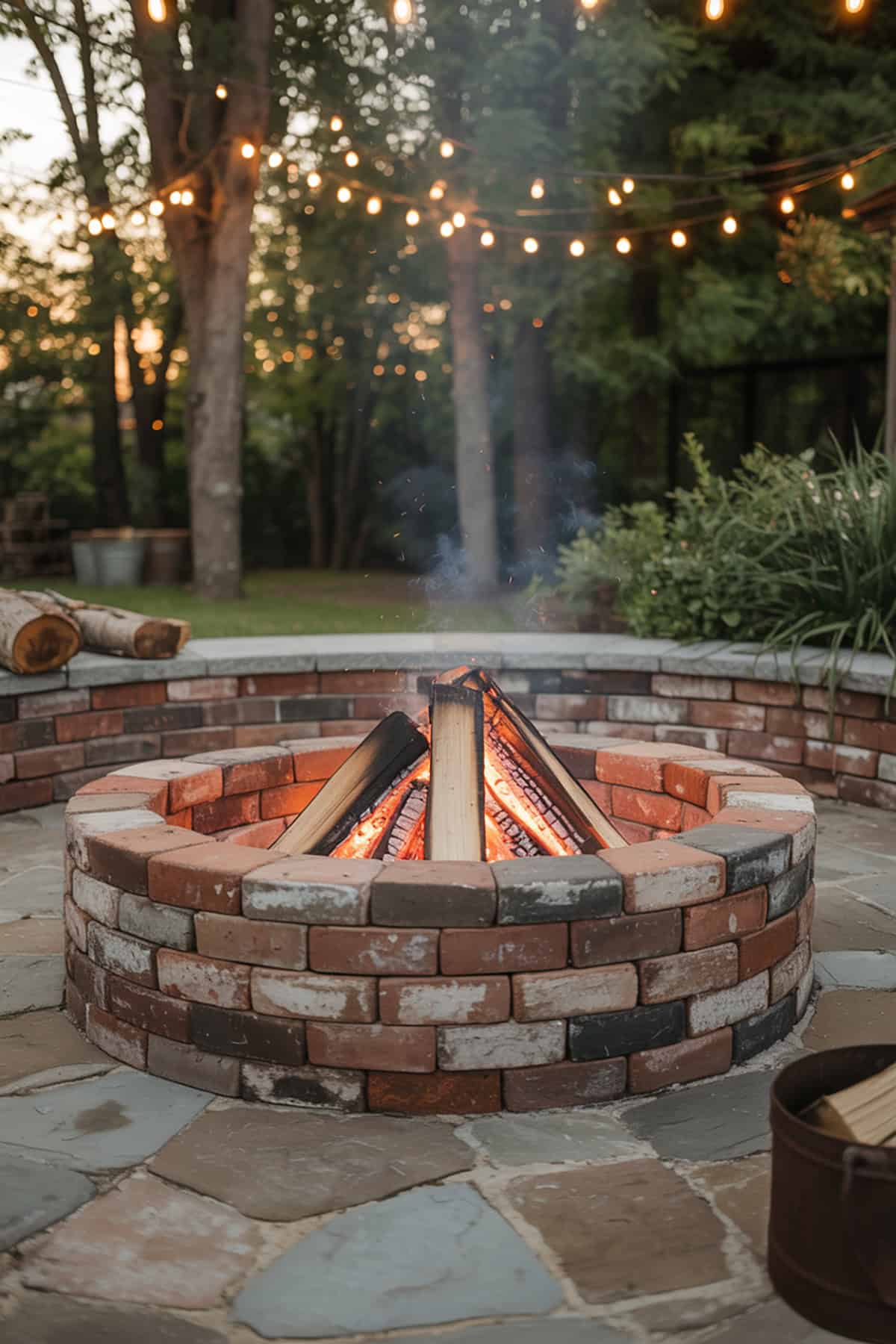 Backyard Glow with Rustic Texture