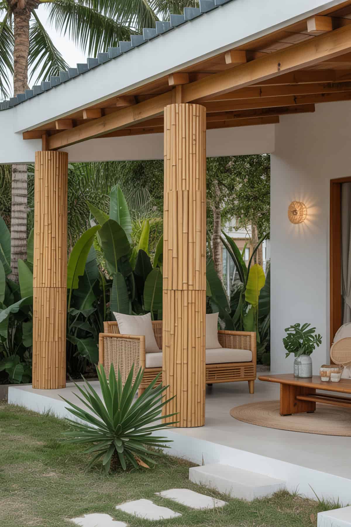 Bamboo or Reed Wrapped Columns