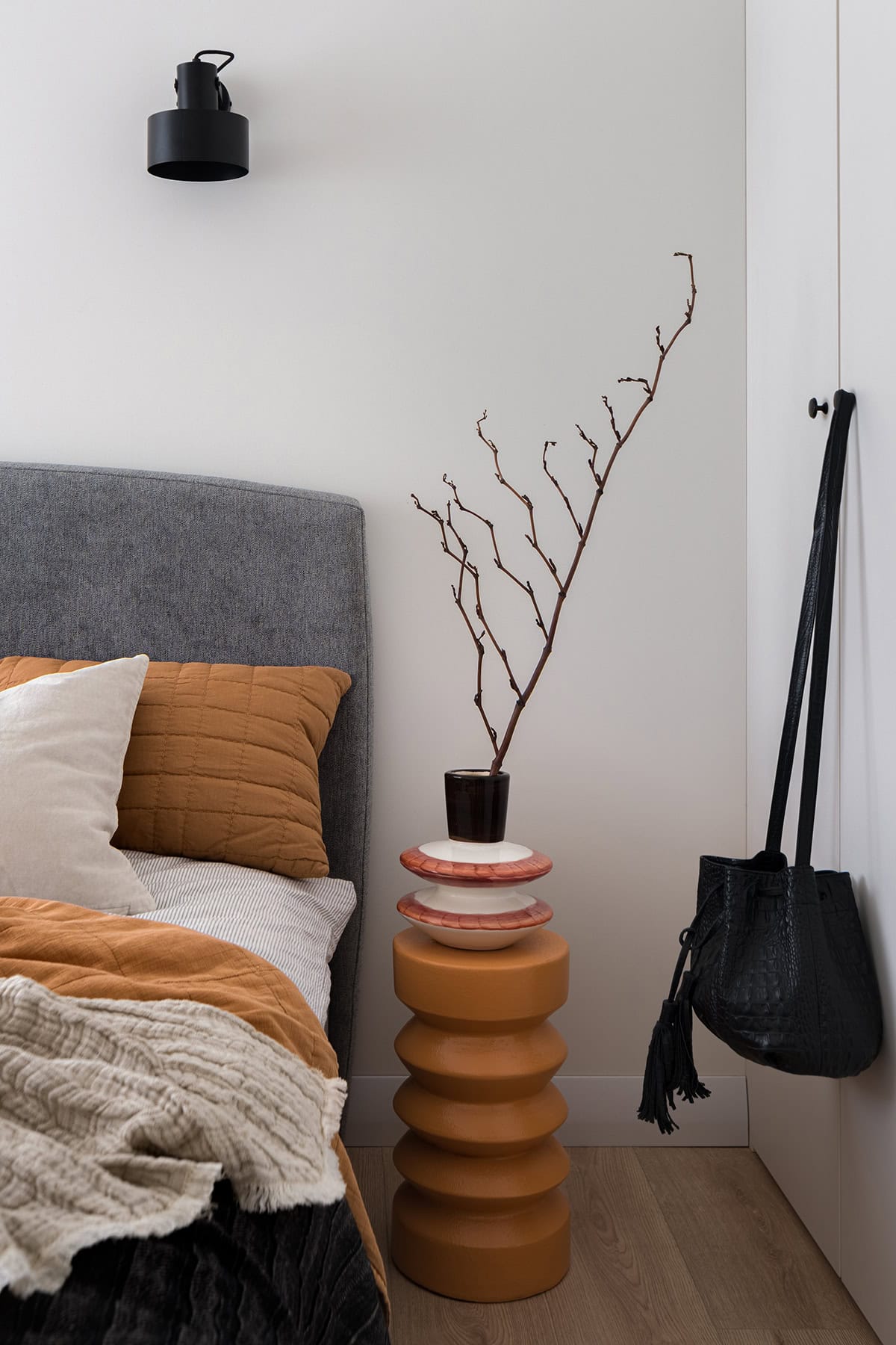 Bold Bedside with Sculptural Accents