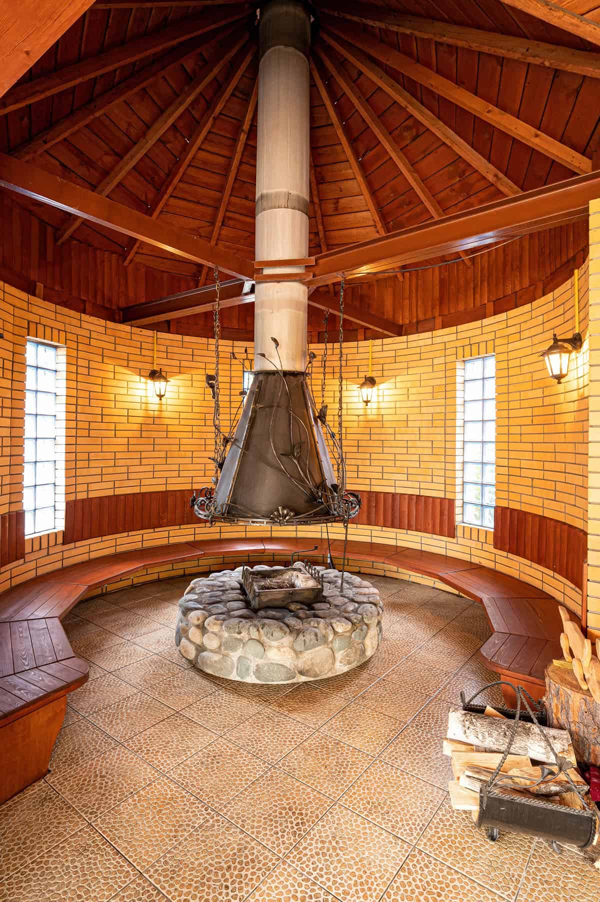 Brick Pavilion with Circular Fire Pit
