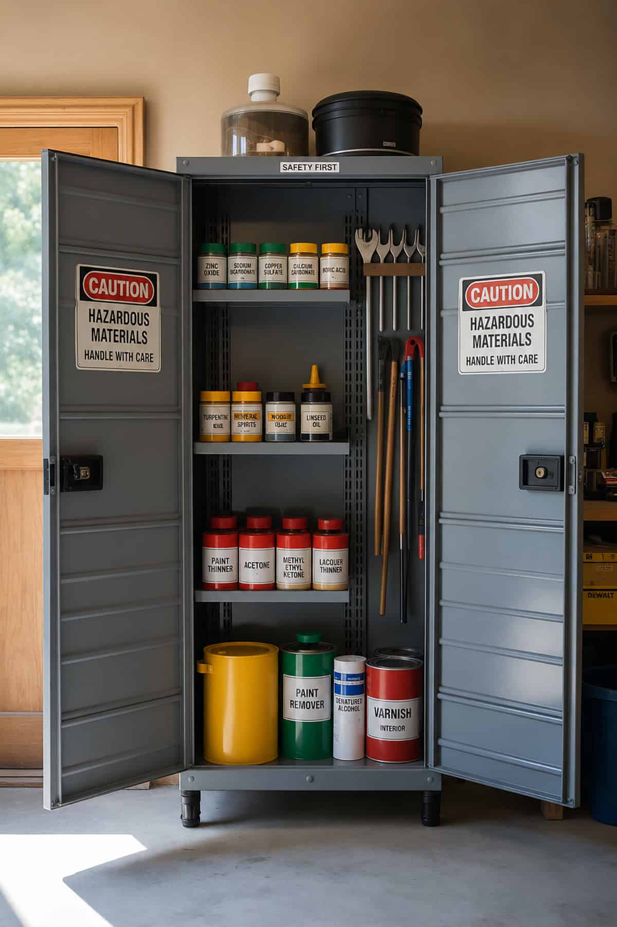Cabinet With Lockable Doors for Hazardous Materials