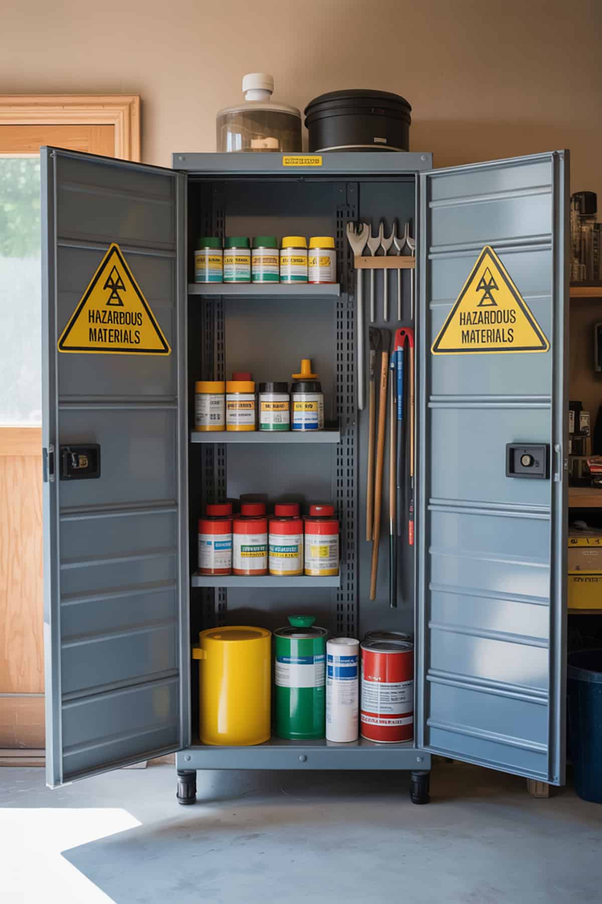 Cabinet With Lockable Doors for Hazardous Materials