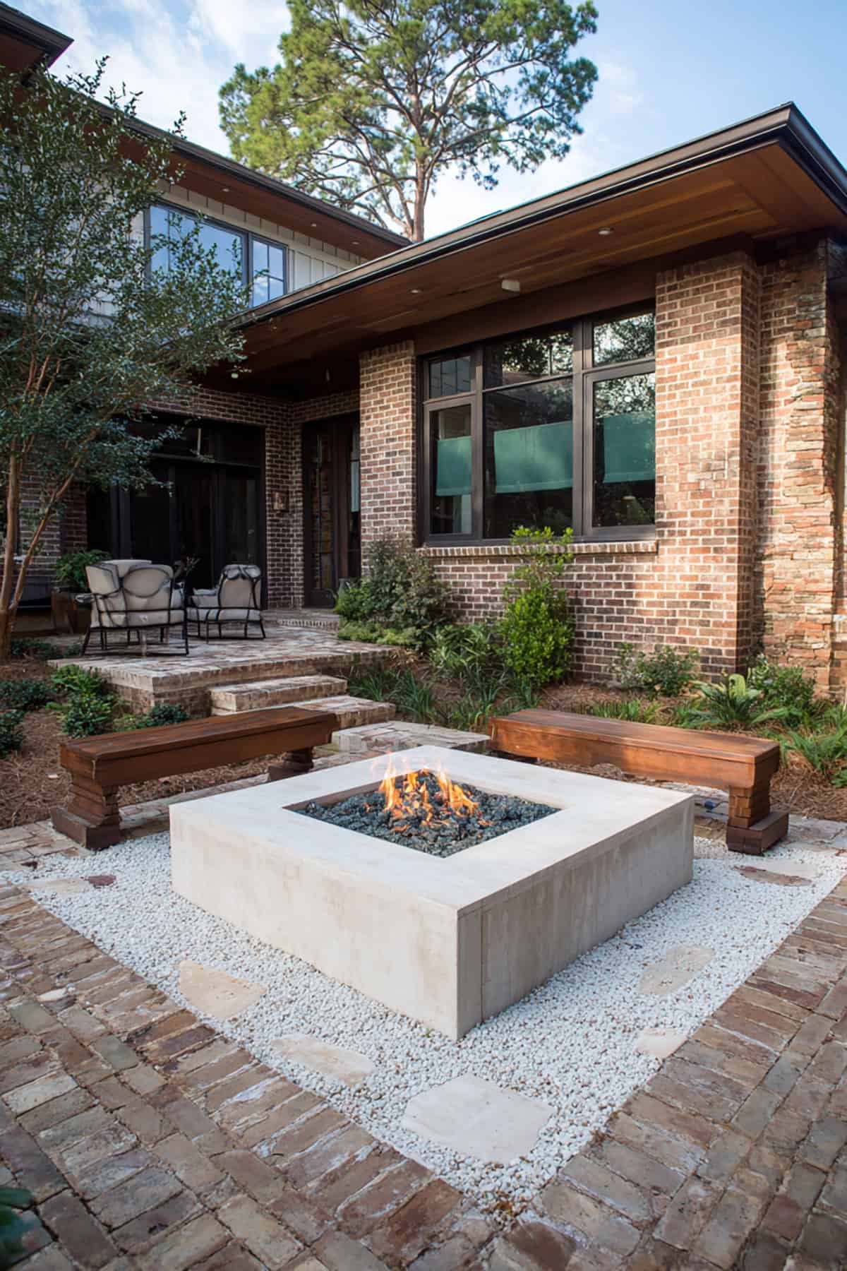 Clean Courtyard with Geometric Lines