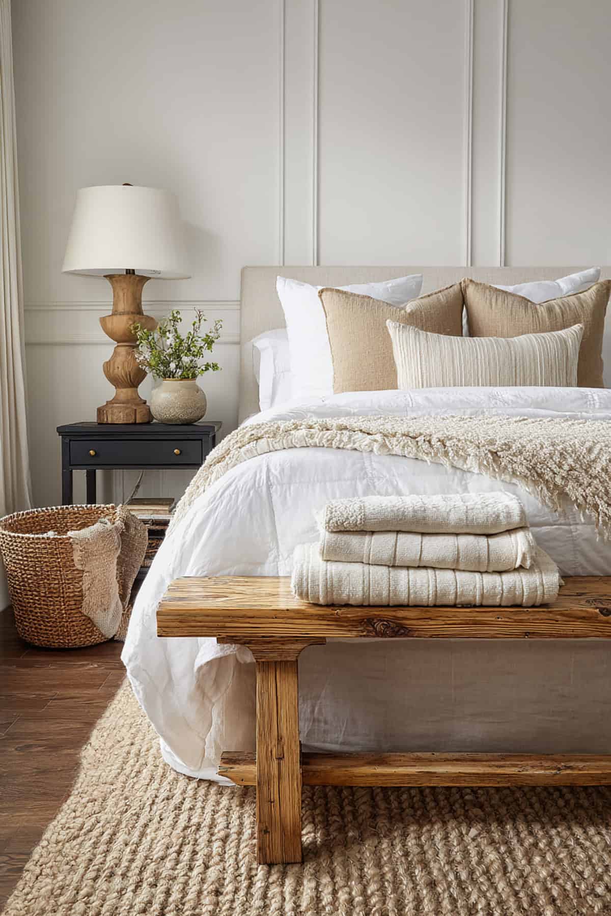 Farmhouse Bench at Foot of Bed
