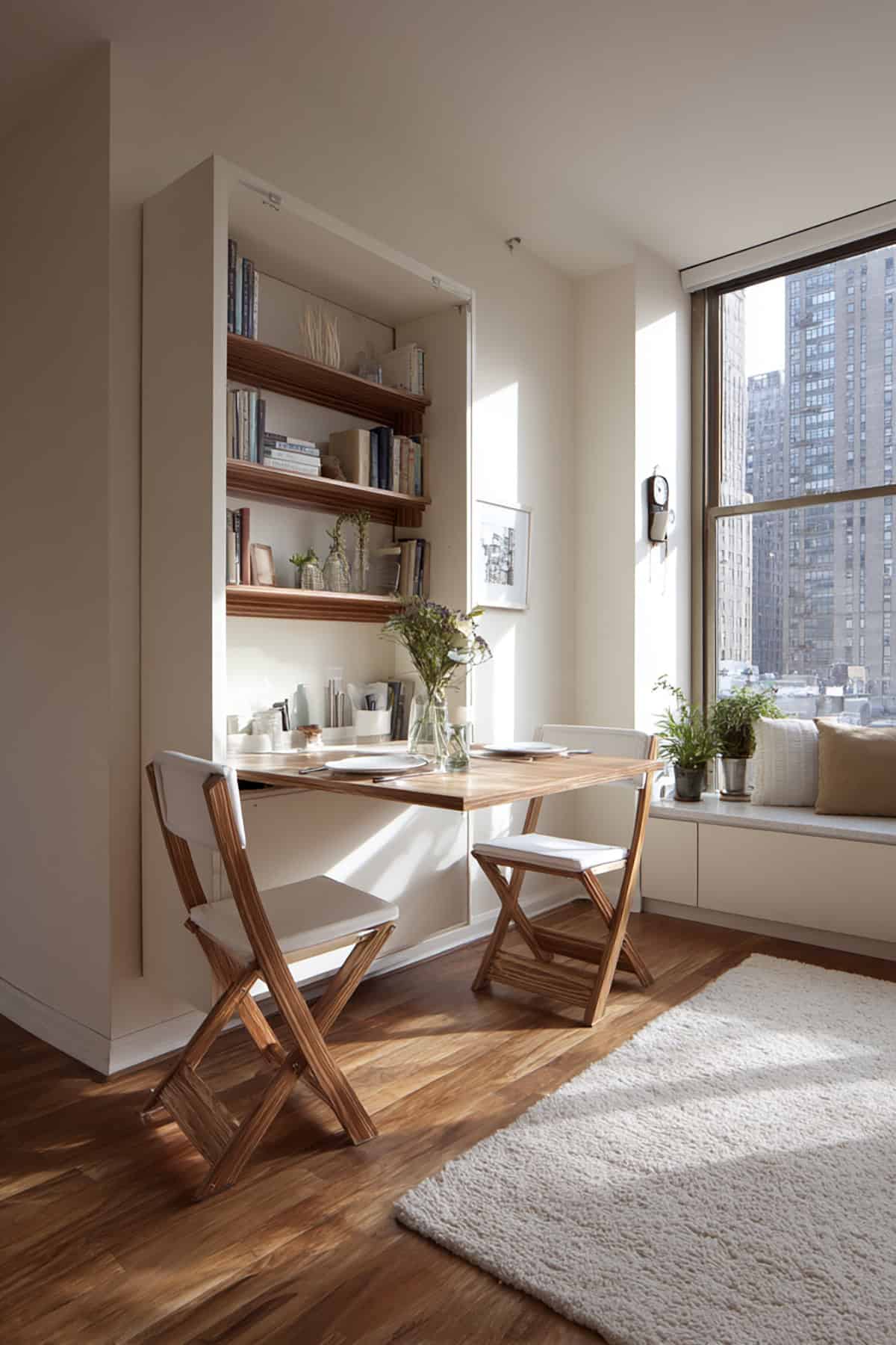 Fold Out Dining in a Wall Niche