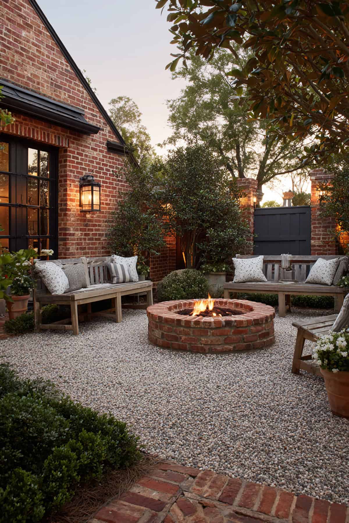 Gravel Courtyard with Cozy Brickwork