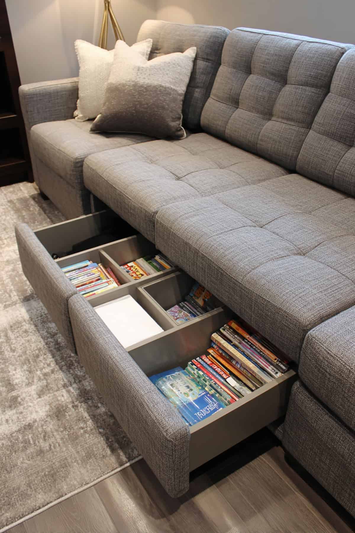 Low Profile Storage Drawers Under Sofas