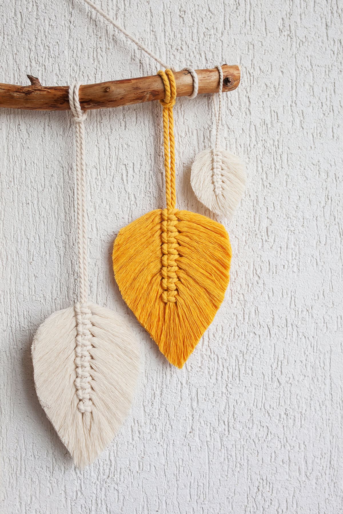 Macrame Leaf Hanging in Soft Multicolor Tones