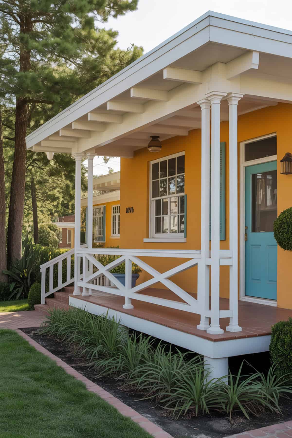 Midcentury Modern Columns on a Raised Porch