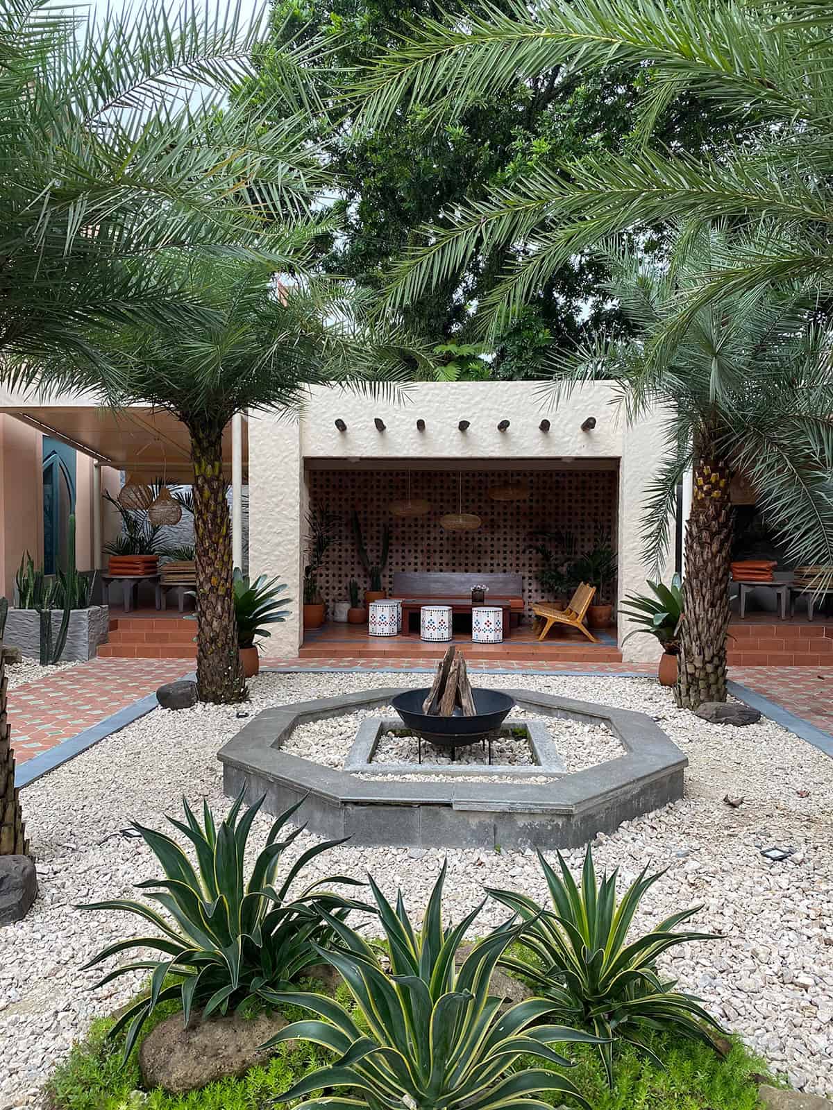 Modern Patio with Fire Pit Focal Point