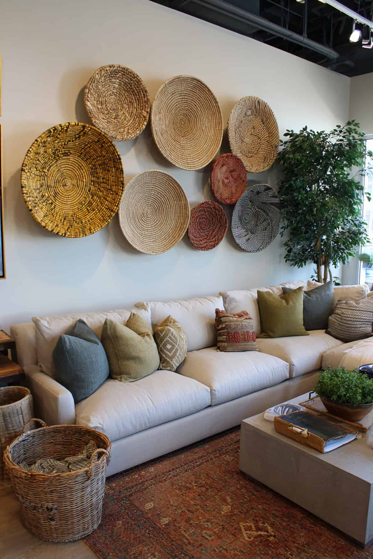 Mount Woven Baskets in a Horizontal Arrangement