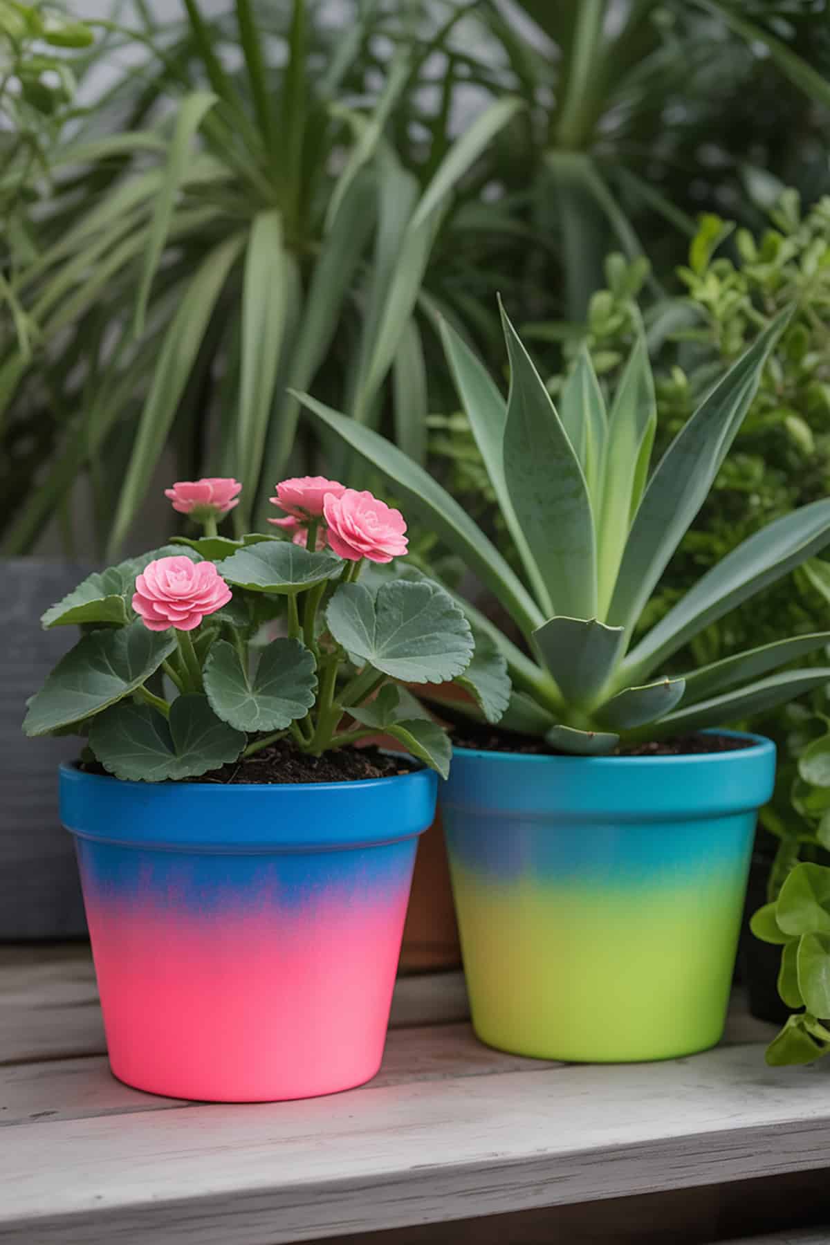 Neon Gradient Flower Pots