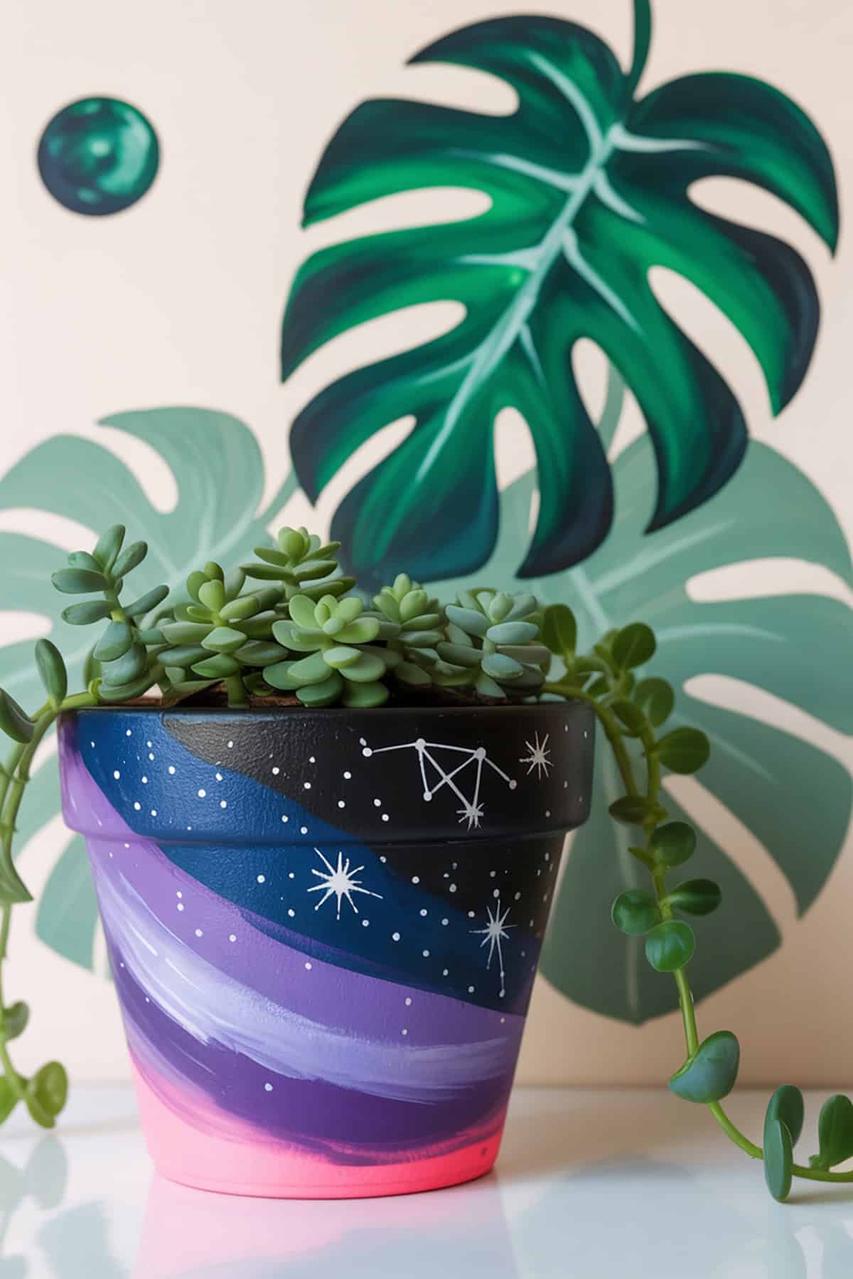 Outer Space Painted Pot