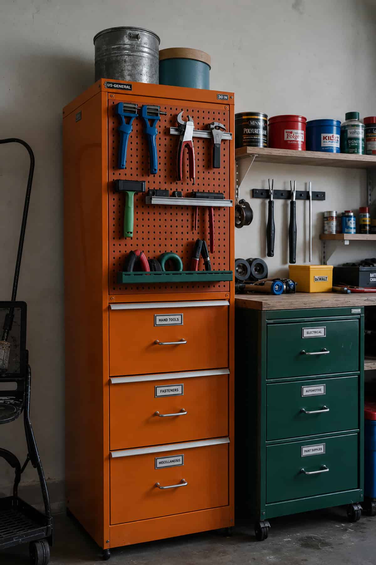 Repurposed Filing Cabinet for Tool Storage