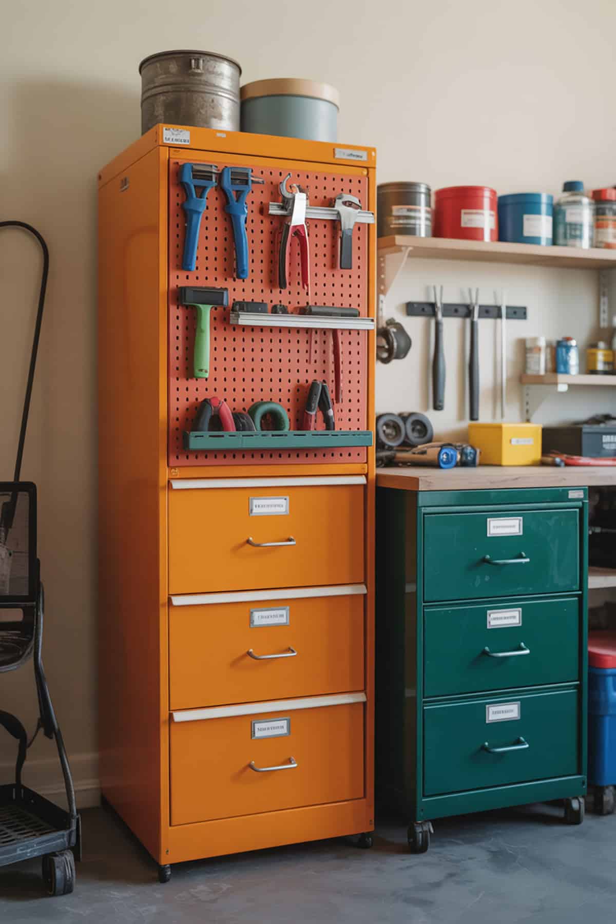 Repurposed Filing Cabinet for Tool Storage