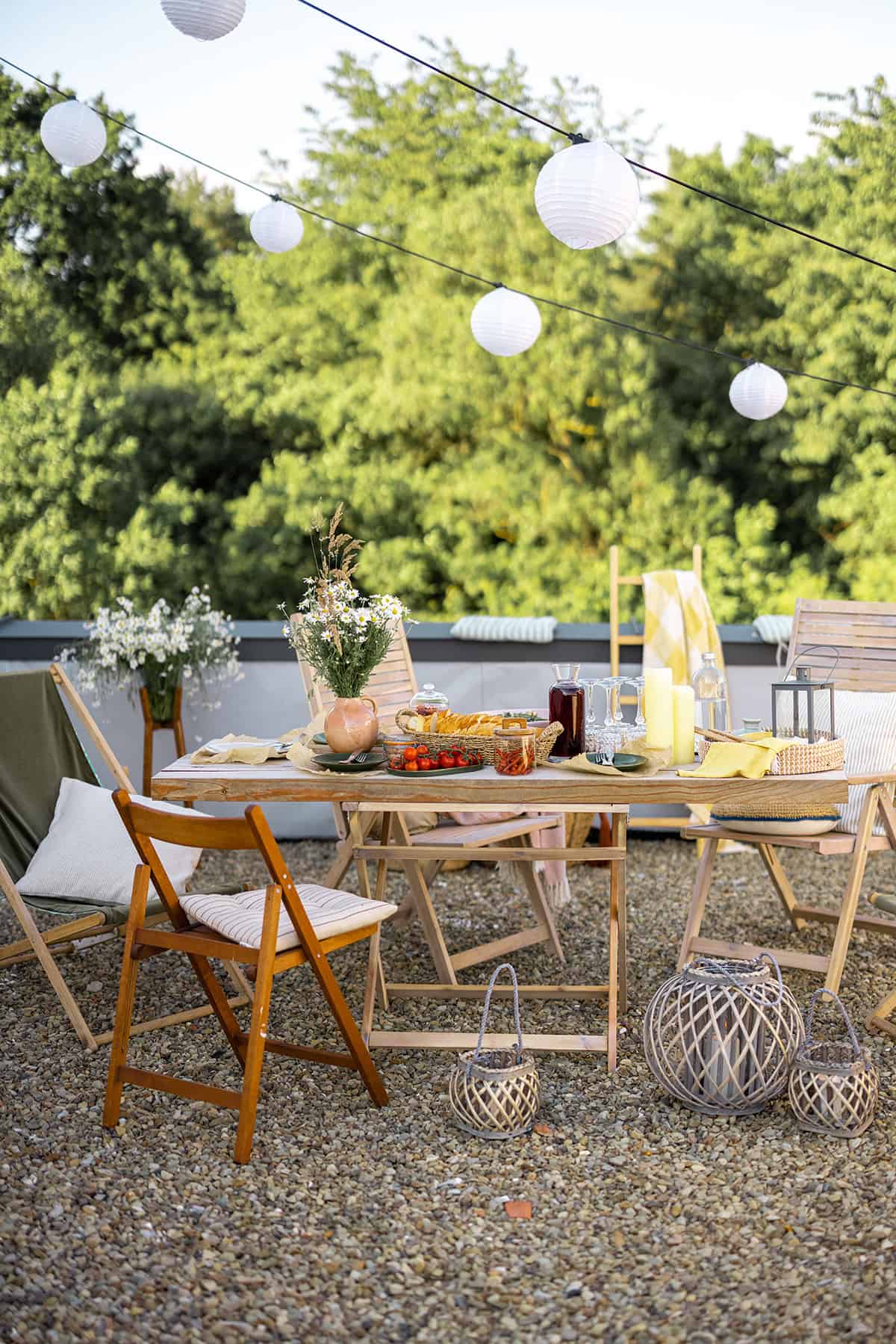 Rooftop Patio with Boho Dining Setup