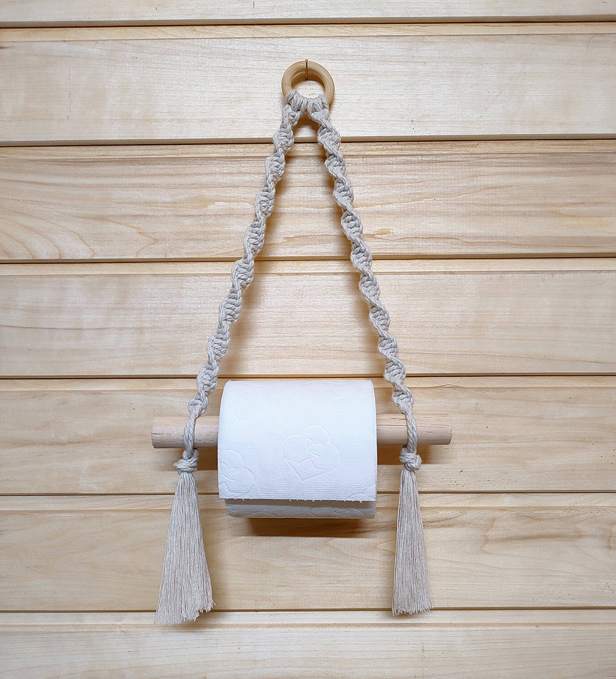 Spiral Knot Macrame Toilet Paper Holder