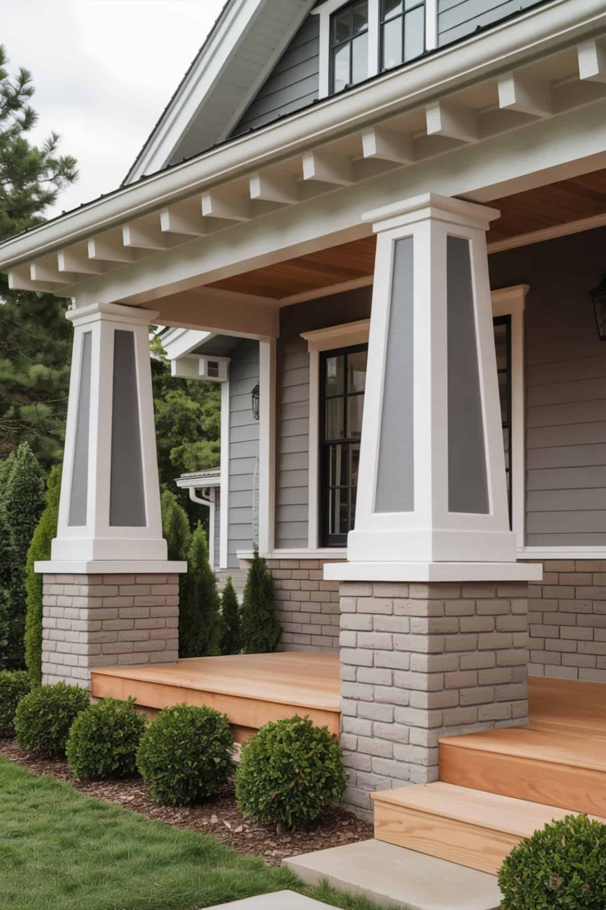 Square Craftsman Columns with Tapered Tops