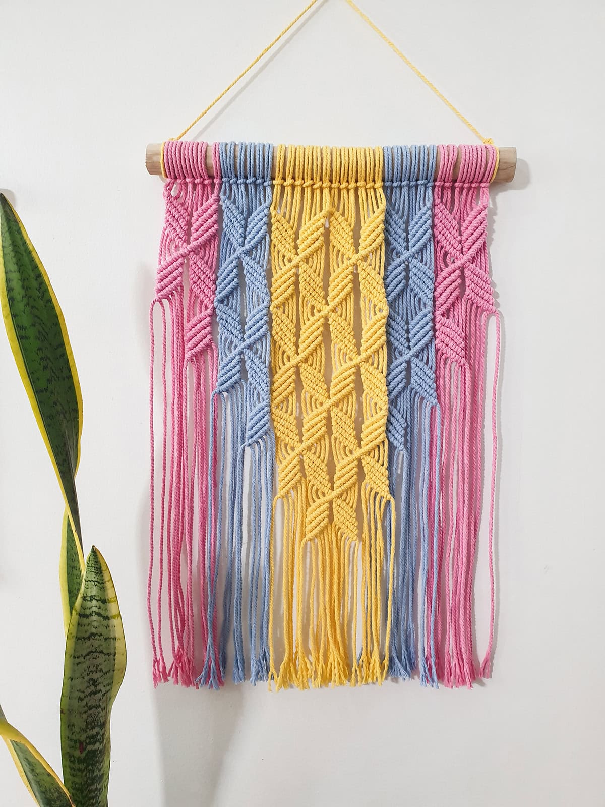 Stacked Arrow Macrame Wall Hanging in Soft Earth Tones