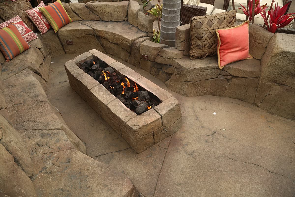 Sunken Stone Fire Lounge with Built In Seating