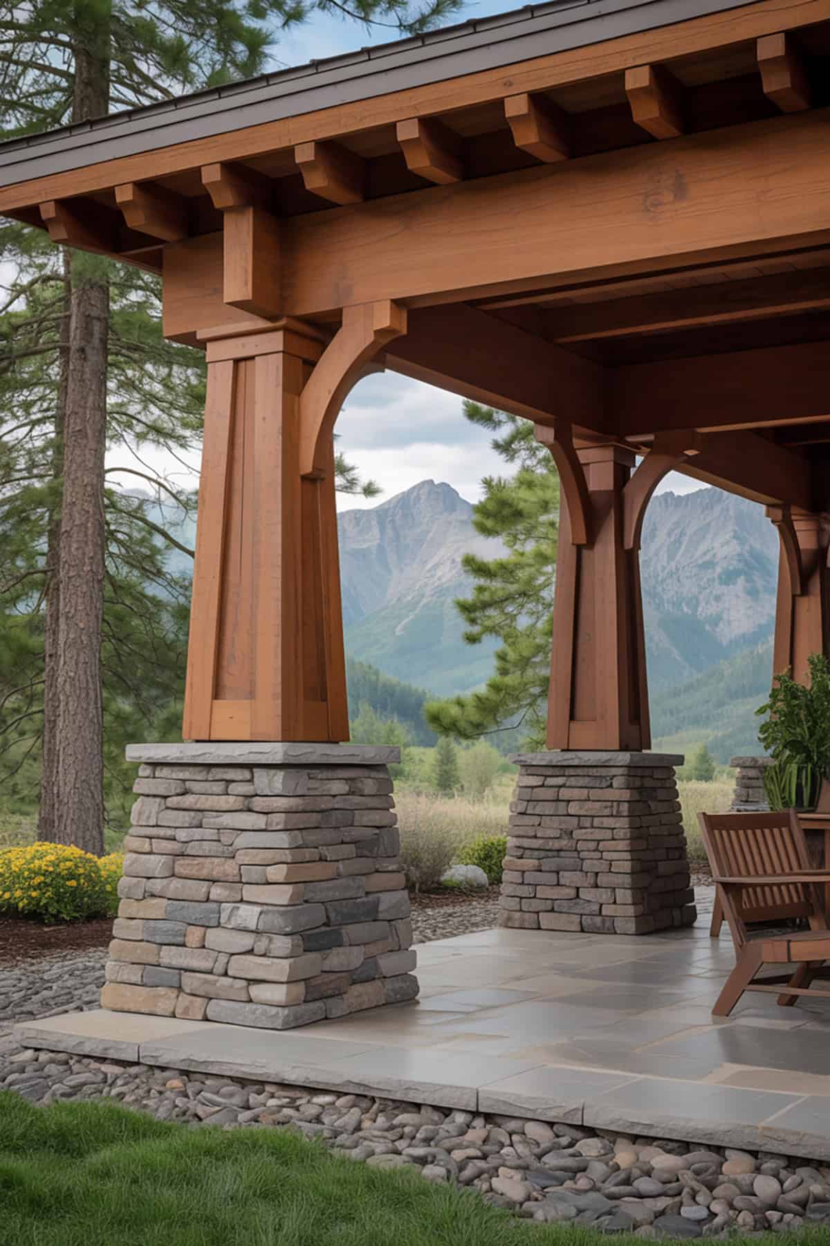 Tapered Stone Columns With Wide Bases
