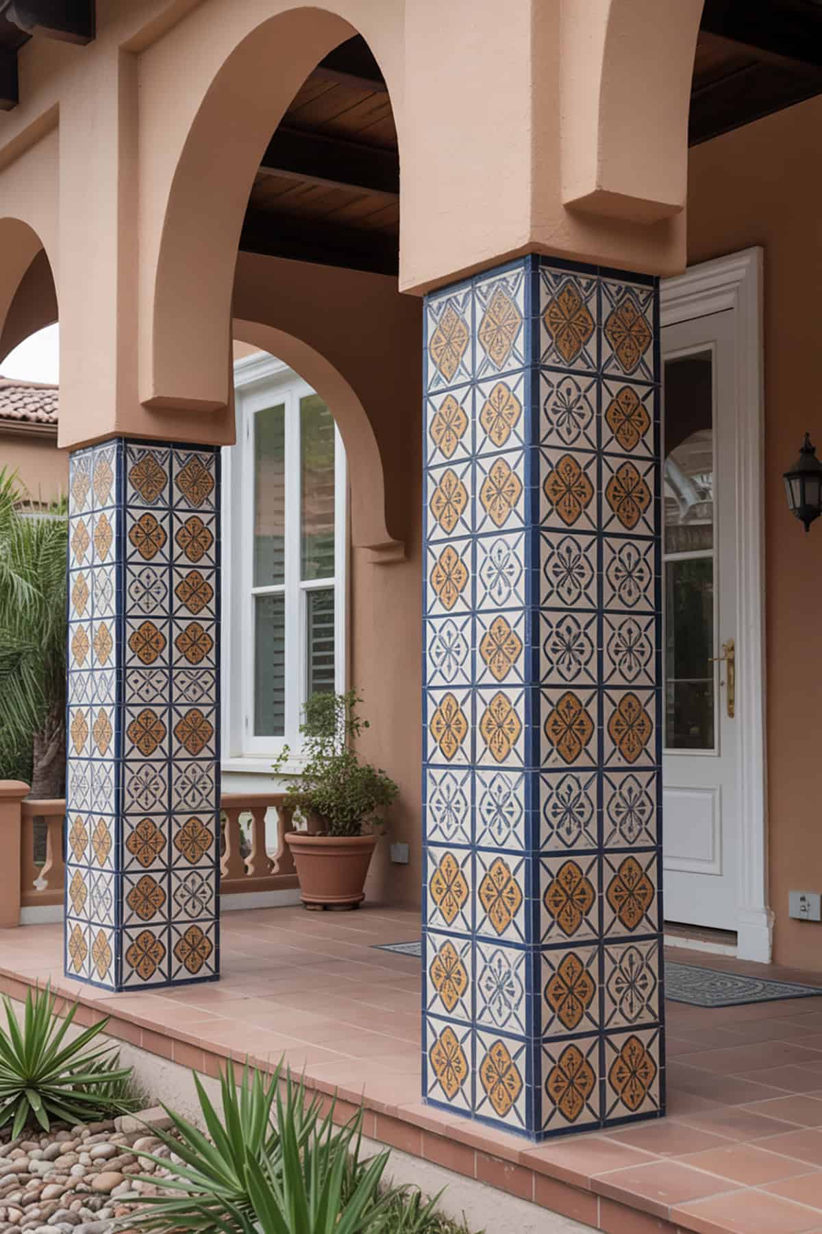Tiled Columns With Patterned Accents