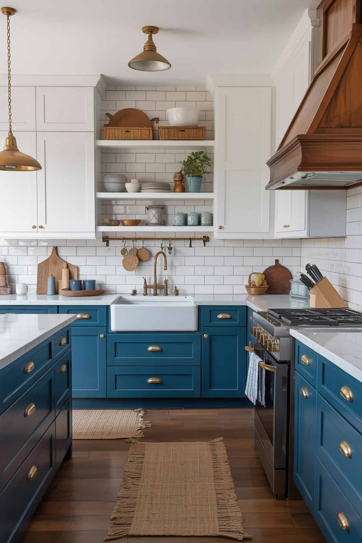 Two Tone Kitchen Blue Lowers, White Uppers