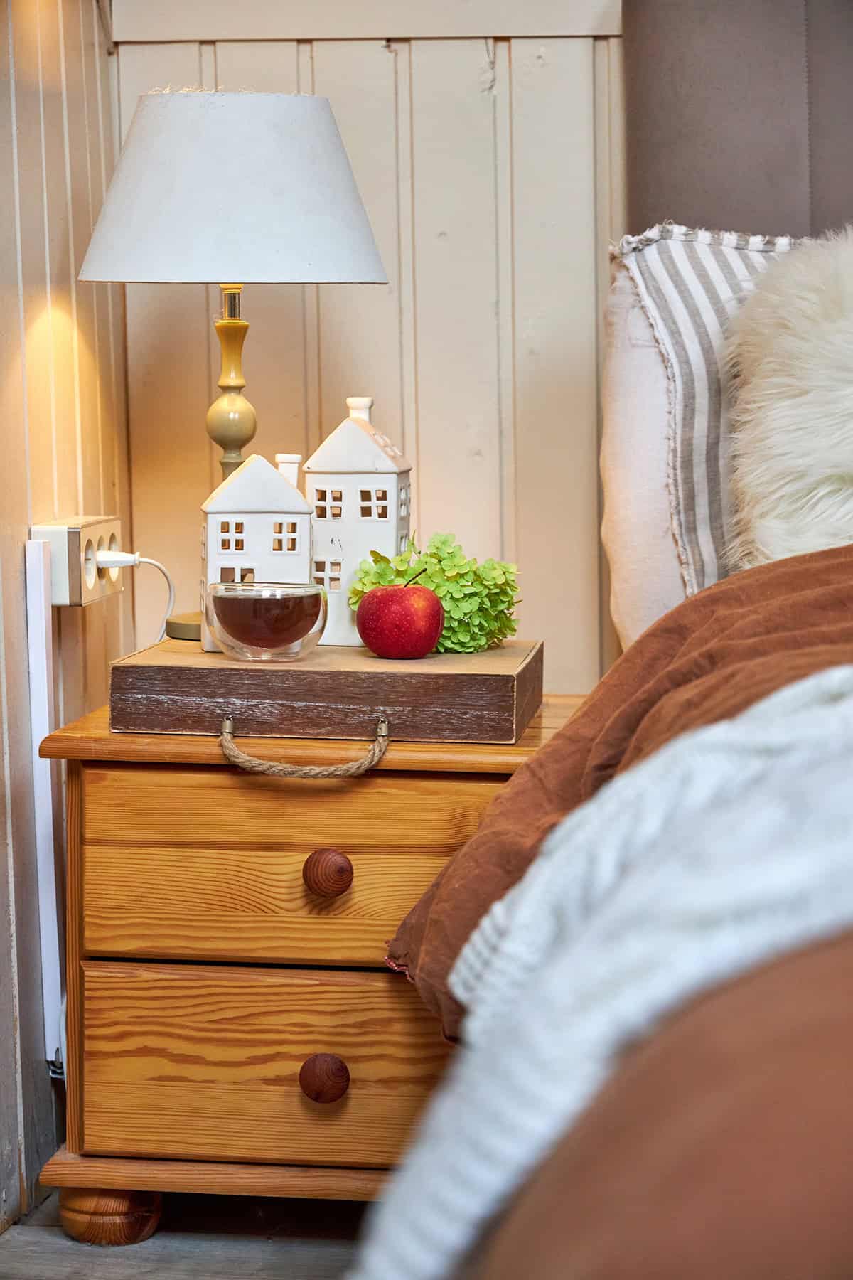 Wooden Nightstand with Wholesome Details