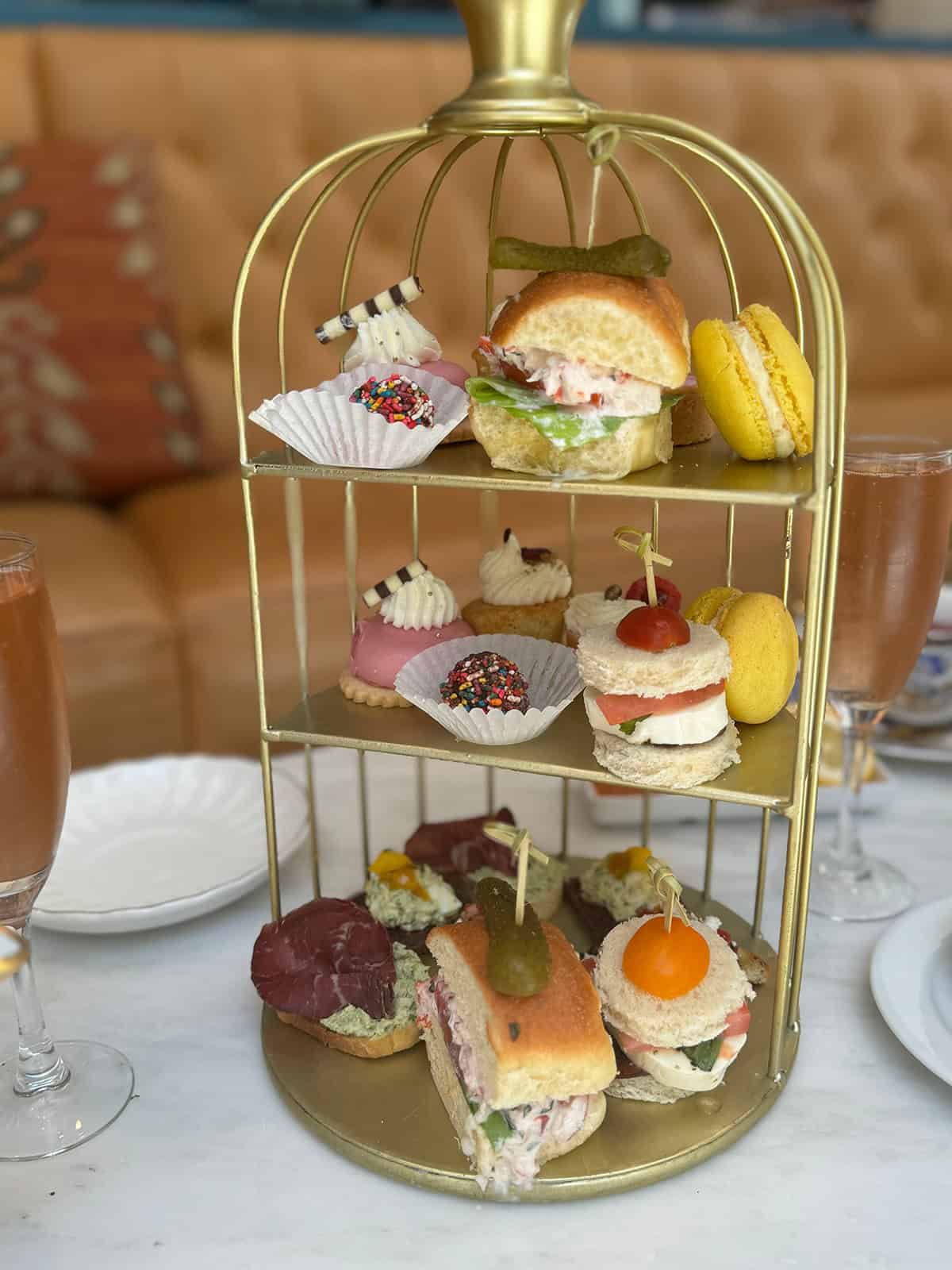 Afternoon Tea Tray with Savory Bites and Sweets