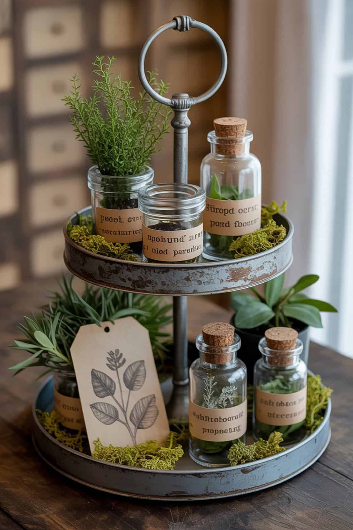 Apothecary Style Tiered Tray Setup