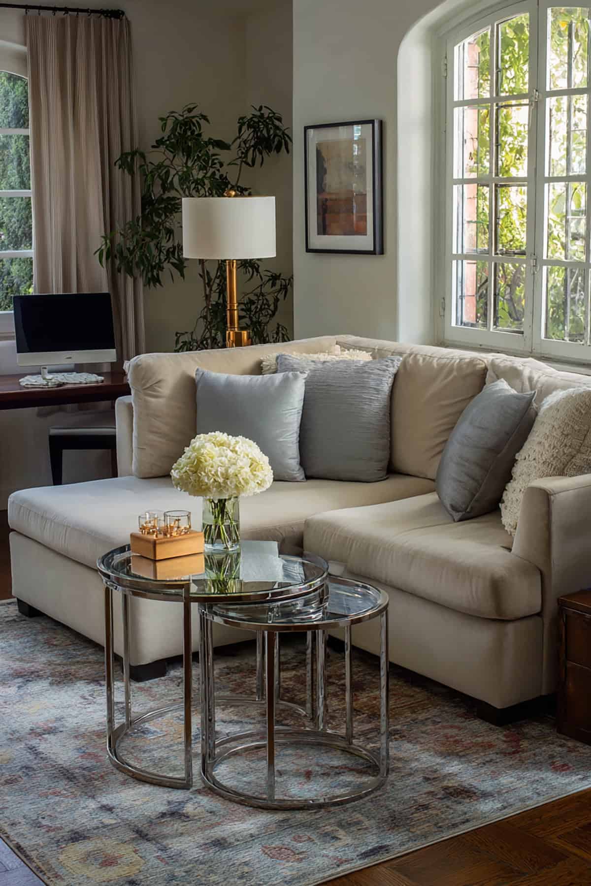 C Shaped Side Tables Instead of a Coffee Table