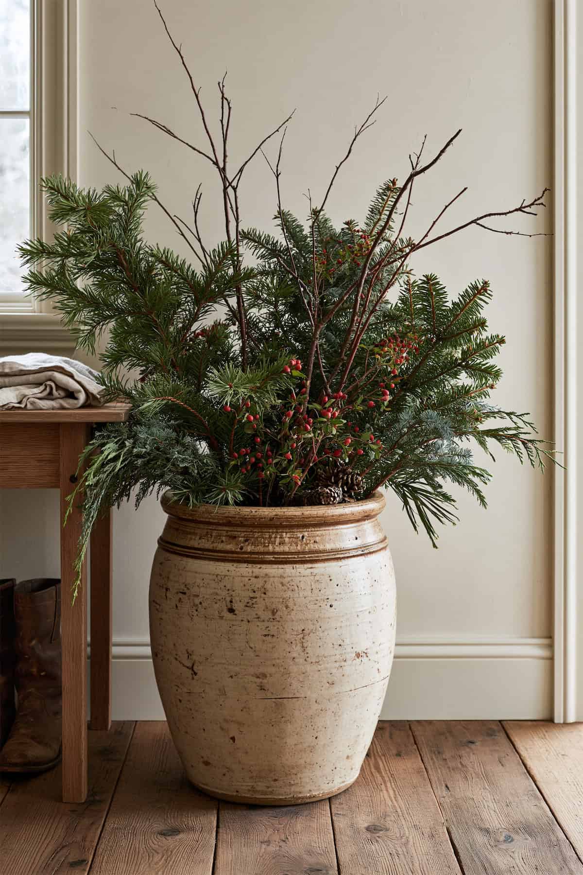 Christmas Peg Rail with Greenery and Copper