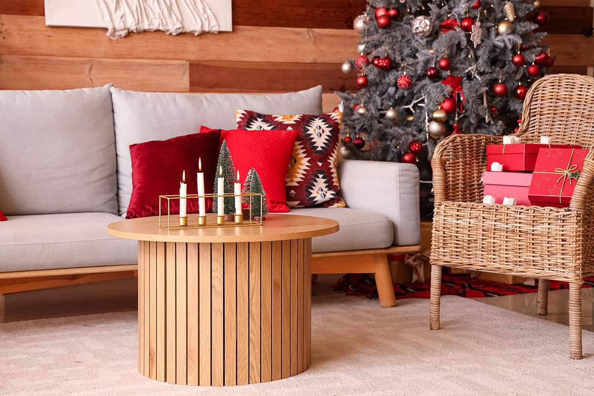 Cozy Living Room with Red Accents