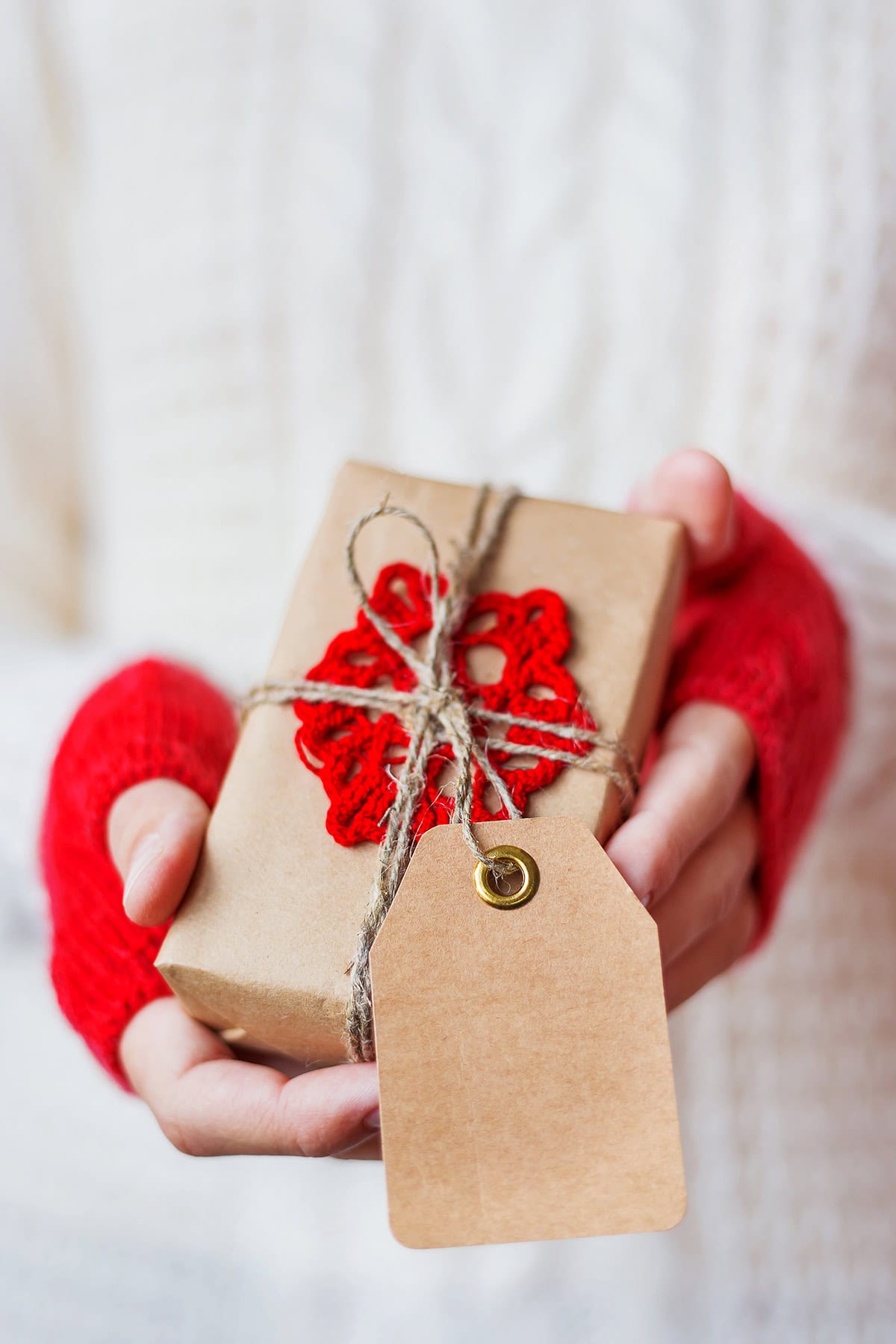 Crochet Snowflake and Kraft Tag