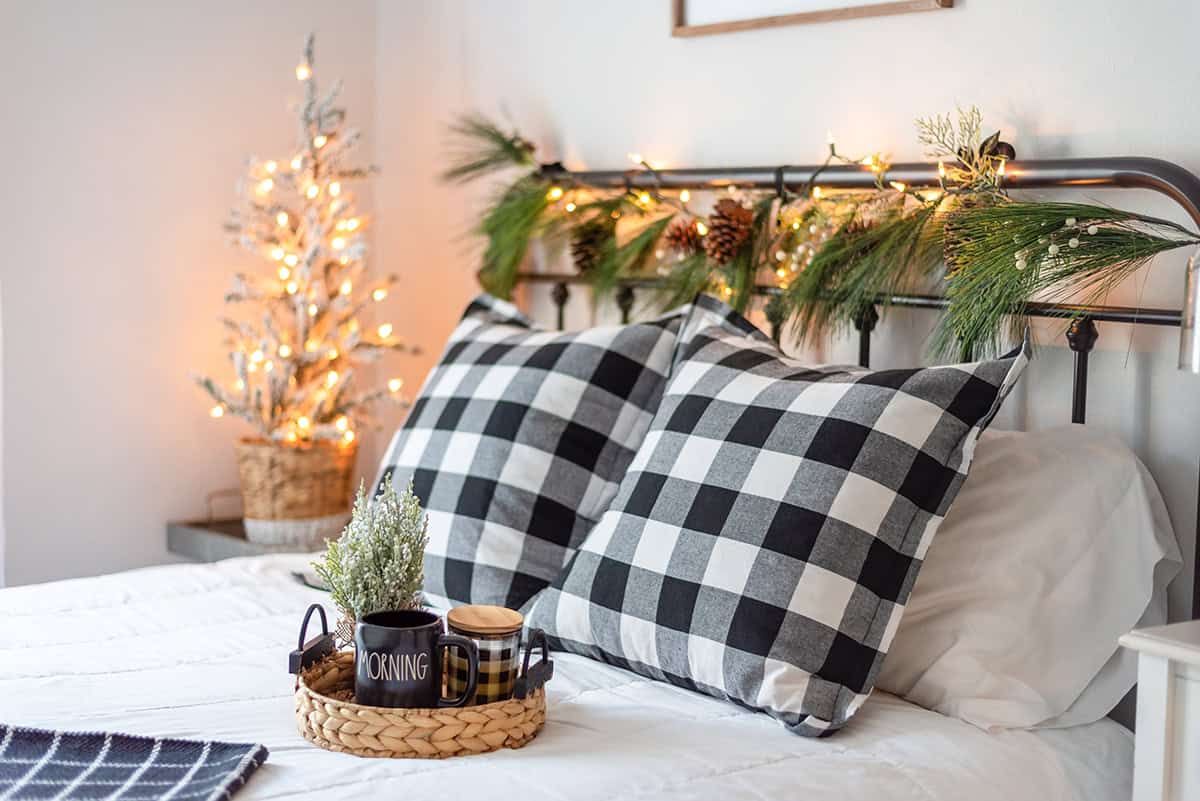 Farmhouse Bedroom with Festive Garland