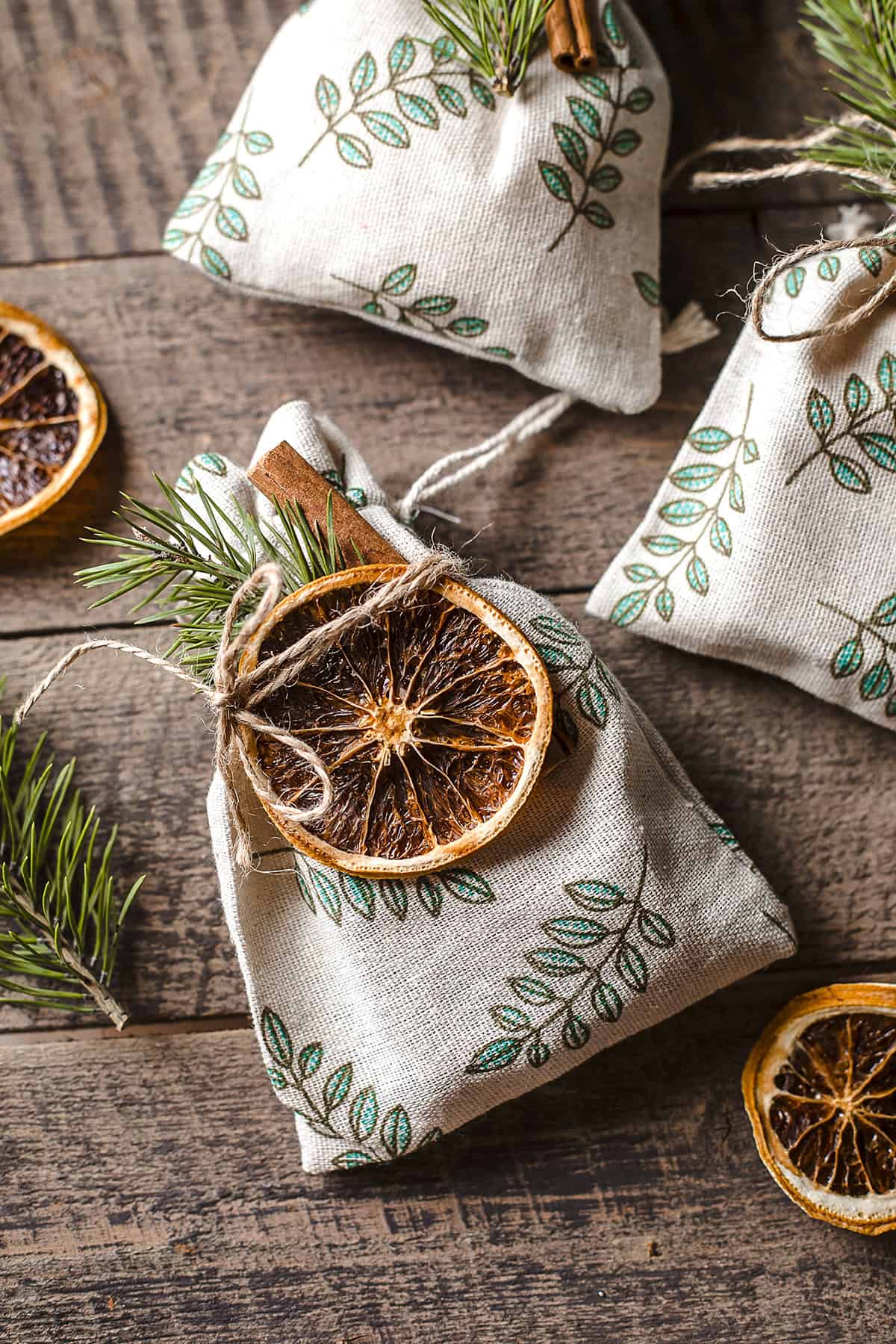 Linen Sachets with Citrus and Pine