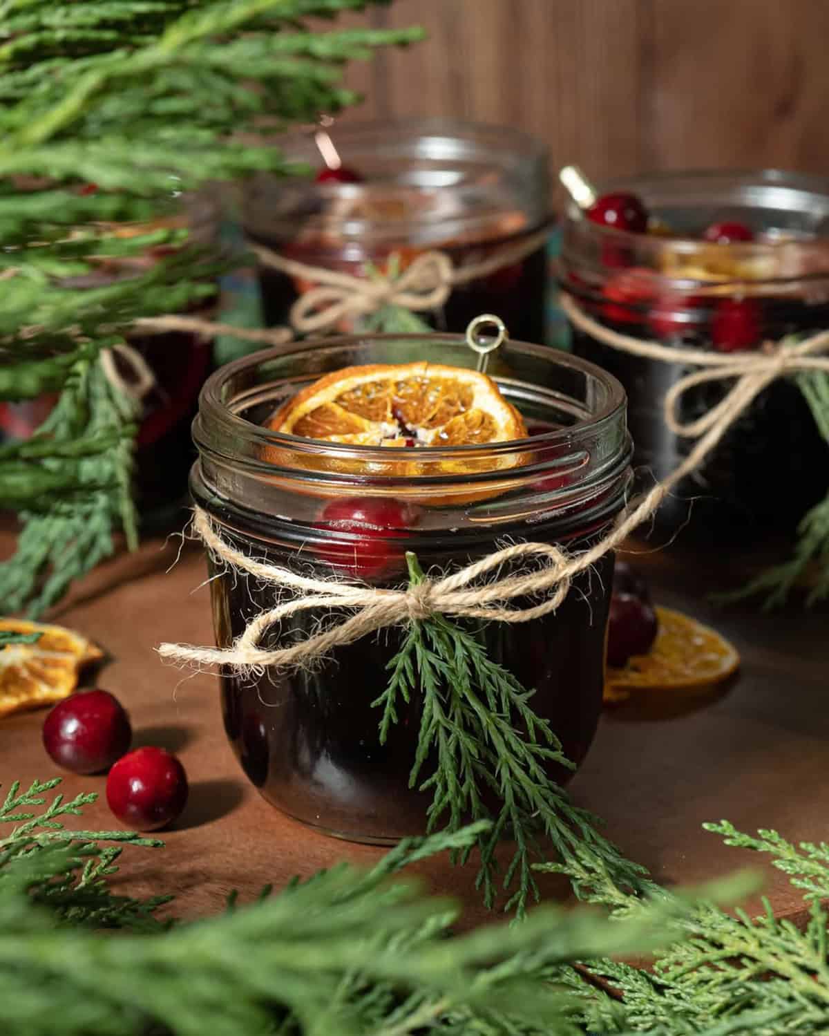 Mason Jars with Cranberries
