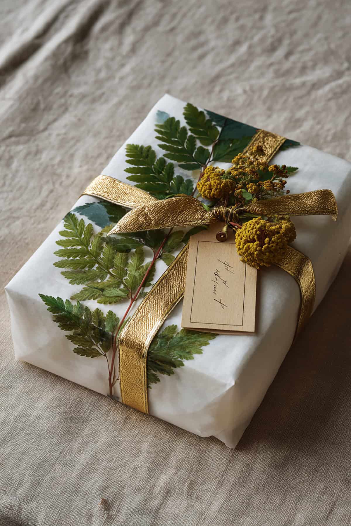 Pressed botanicals under vellum