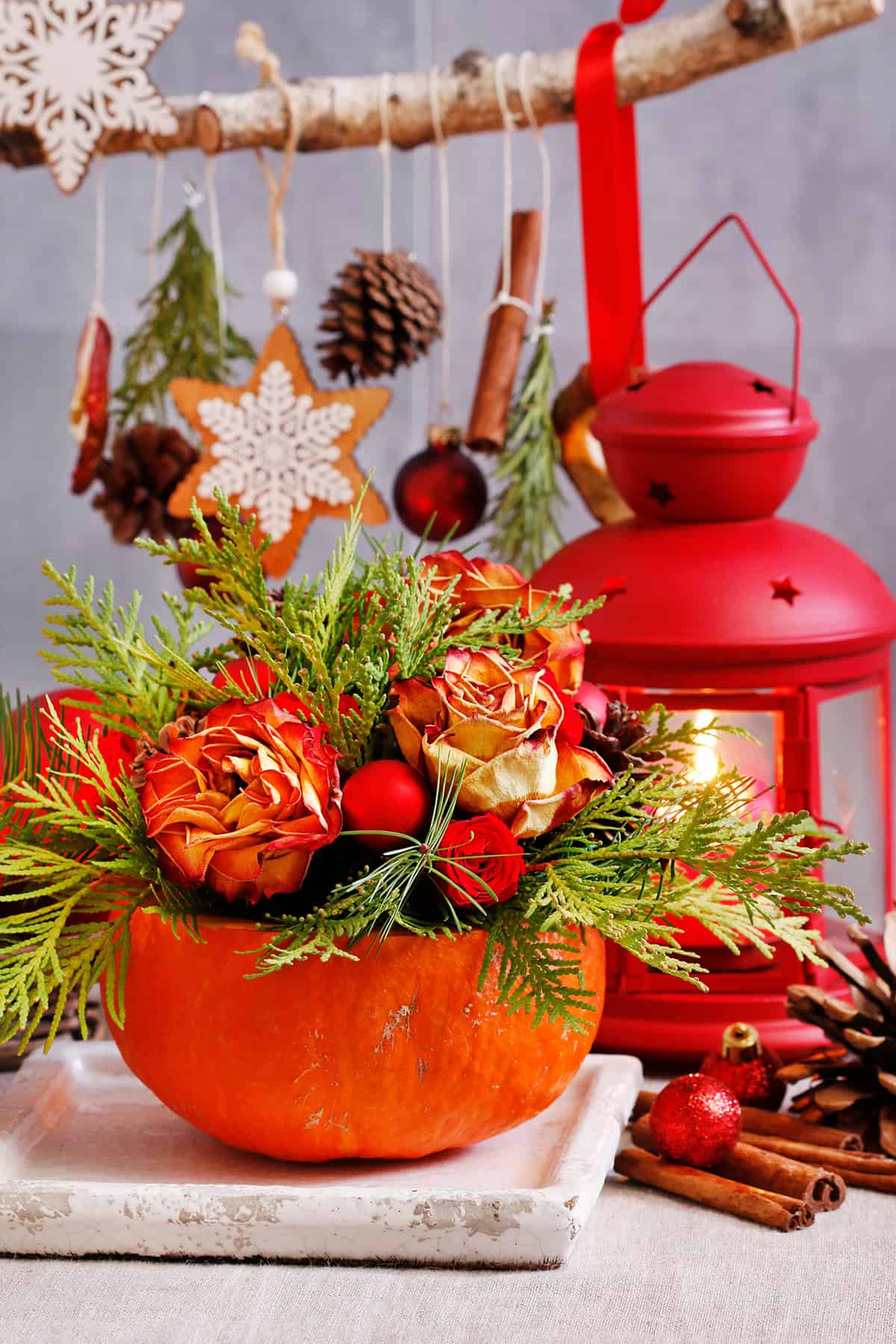 Pumpkin Vase with Festive Florals