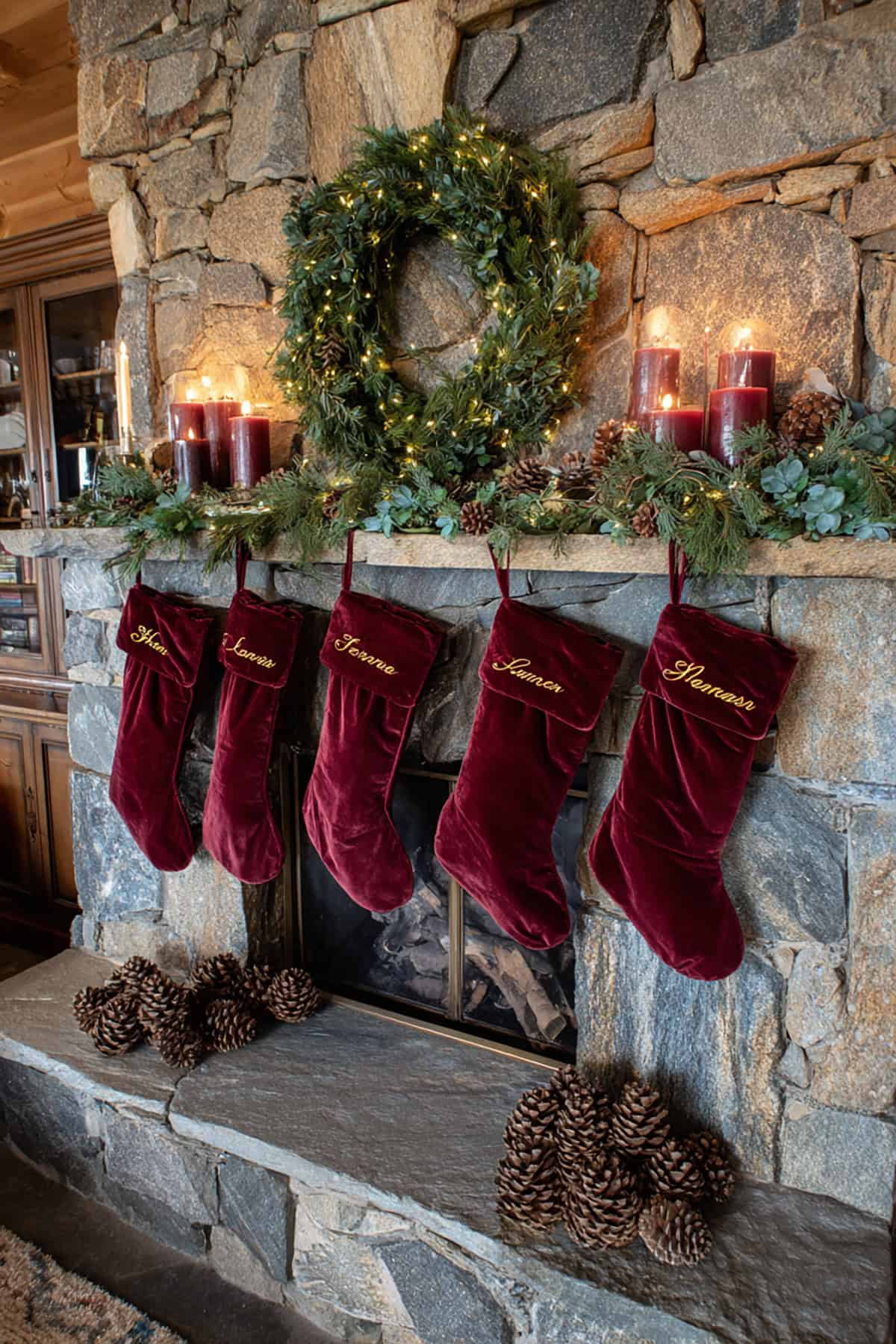Red Stockings by the Fireplace