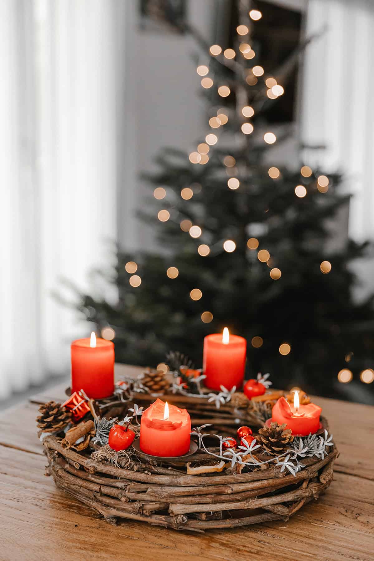 Rustic Advent Wreath with Four Candles